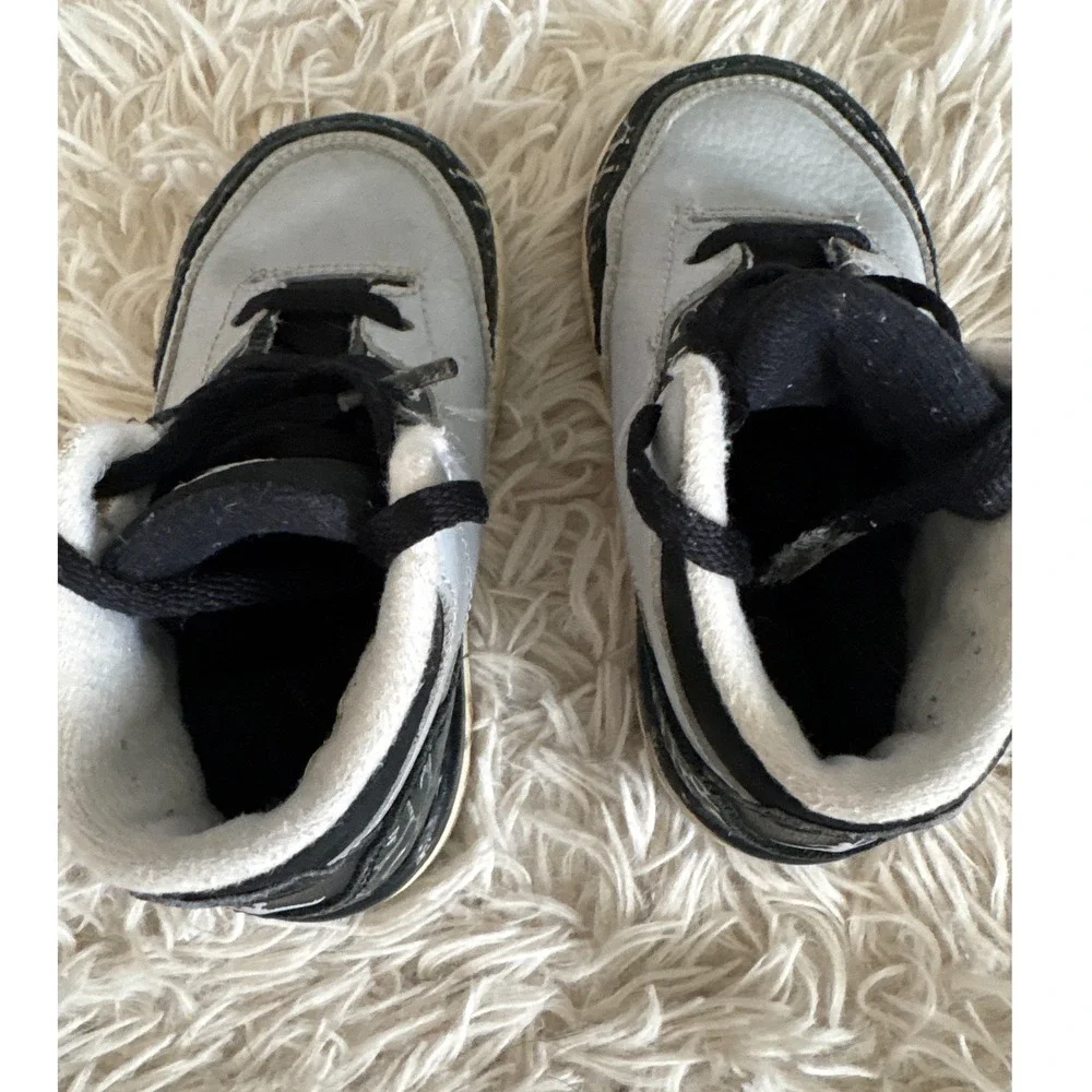 Kids Retro Jordan 3 Toddler Sneakers Wolf Grey Black Cement‎ Print Size 6C